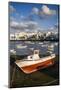 Spain, Canary Islands, Lanzarote, Arecife, Charco De San Gines, Fishing Boats, Dawn-Walter Bibikow-Mounted Photographic Print