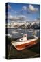 Spain, Canary Islands, Lanzarote, Arecife, Charco De San Gines, Fishing Boats, Dawn-Walter Bibikow-Stretched Canvas