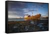 Spain, Canary Islands, Lanzarote, Arecife, Shipwreck of the Ship Telamon, Arecife Port, Dawn-Walter Bibikow-Framed Stretched Canvas