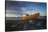 Spain, Canary Islands, Lanzarote, Arecife, Shipwreck of the Ship Telamon, Arecife Port, Dawn-Walter Bibikow-Stretched Canvas