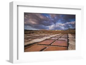 Spain, Canary Islands, Lanzarote, El Golfo, Salinas De Janubio, Salt Evaporation Pans, Sunset-Walter Bibikow-Framed Photographic Print