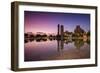 Spain, Canary Islands, Tenerife, Santa Cruz De Tenerife, Plaza De Espana, City Reflection, Dawn-Walter Bibikow-Framed Photographic Print