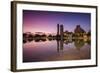 Spain, Canary Islands, Tenerife, Santa Cruz De Tenerife, Plaza De Espana, City Reflection, Dawn-Walter Bibikow-Framed Photographic Print