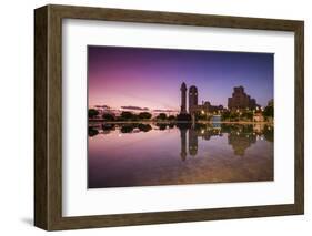 Spain, Canary Islands, Tenerife, Santa Cruz De Tenerife, Plaza De Espana, City Reflection, Dawn-Walter Bibikow-Framed Photographic Print