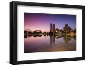 Spain, Canary Islands, Tenerife, Santa Cruz De Tenerife, Plaza De Espana, City Reflection, Dawn-Walter Bibikow-Framed Photographic Print