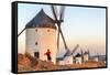 Spain, Castile–La Mancha, Consuegra. Windmills at Sunrise-Matteo Colombo-Framed Stretched Canvas