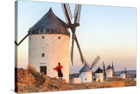 Spain, Castile–La Mancha, Consuegra. Windmills at Sunrise-Matteo Colombo-Stretched Canvas