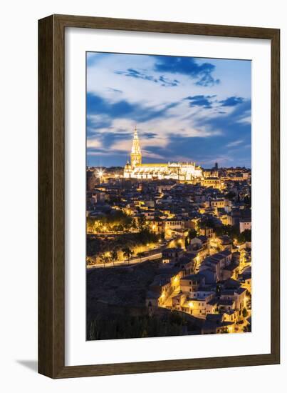 Spain, Castile–La Mancha, Toledo. City and the Cathedral at Dusk-Matteo Colombo-Framed Photographic Print