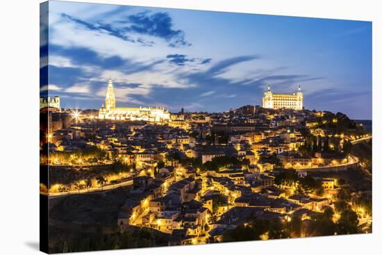 Spain, Castile–La Mancha, Toledo. City with the Cathedral and the Alcazar at Dusk-Matteo Colombo-Stretched Canvas