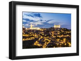 Spain, Castile–La Mancha, Toledo. City with the Cathedral and the Alcazar at Dusk-Matteo Colombo-Framed Photographic Print