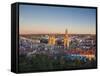 Spain, Castilla Y Leon Region, Burgos Province, Burgos, Burgos Cathedral, Elevated View-Walter Bibikow-Framed Stretched Canvas