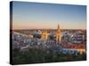 Spain, Castilla Y Leon Region, Burgos Province, Burgos, Burgos Cathedral, Elevated View-Walter Bibikow-Stretched Canvas