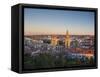 Spain, Castilla Y Leon Region, Burgos Province, Burgos, Burgos Cathedral, Elevated View-Walter Bibikow-Framed Stretched Canvas