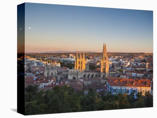 Spain, Castilla Y Leon Region, Burgos Province, Burgos, Burgos Cathedral, Elevated View-Walter Bibikow-Stretched Canvas