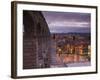 Spain, Castilla Y Leon Region, Segovia Province, Segovia, Town View over Plaza Azoguejo with El Acu-Walter Bibikow-Framed Photographic Print