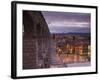 Spain, Castilla Y Leon Region, Segovia Province, Segovia, Town View over Plaza Azoguejo with El Acu-Walter Bibikow-Framed Photographic Print