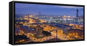 Spain, Catalonia, Barcelona, City View, Dusk-Rainer Mirau-Framed Stretched Canvas