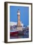 Spain, Catalonia, Barcelona, Harbour, Ccastle Tower, Ships, Dusk-Rainer Mirau-Framed Photographic Print