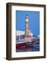 Spain, Catalonia, Barcelona, Harbour, Ccastle Tower, Ships, Dusk-Rainer Mirau-Framed Photographic Print