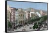 Spain. Catalonia. Barcelona. Lithography. La Rambla and the Gran Teatro Del Liceo (Opera House)-null-Framed Stretched Canvas