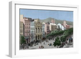 Spain. Catalonia. Barcelona. Lithography. La Rambla and the Gran Teatro Del Liceo (Opera House)-null-Framed Giclee Print