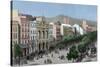 Spain. Catalonia. Barcelona. Lithography. La Rambla and the Gran Teatro Del Liceo (Opera House)-null-Stretched Canvas