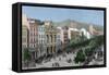 Spain. Catalonia. Barcelona. Lithography. La Rambla and the Gran Teatro Del Liceo (Opera House)-null-Framed Stretched Canvas