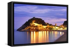 Spain, Catalonia, Costa Brava, Tossa De Mar, Overview of Bay and Castle at Dusk (Mr)-Shaun Egan-Framed Stretched Canvas