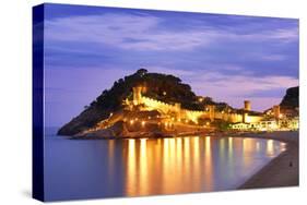 Spain, Catalonia, Costa Brava, Tossa De Mar, Overview of Bay and Castle at Dusk (Mr)-Shaun Egan-Stretched Canvas