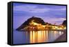 Spain, Catalonia, Costa Brava, Tossa De Mar, Overview of Bay and Castle at Dusk (Mr)-Shaun Egan-Framed Stretched Canvas