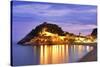 Spain, Catalonia, Costa Brava, Tossa De Mar, Overview of Bay and Castle at Dusk (Mr)-Shaun Egan-Stretched Canvas