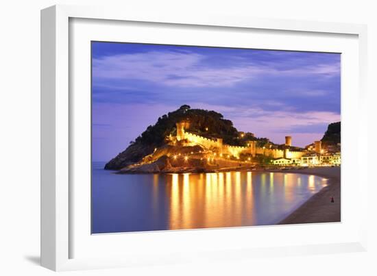 Spain, Catalonia, Costa Brava, Tossa De Mar, Overview of Bay and Castle at Dusk (Mr)-Shaun Egan-Framed Photographic Print