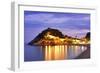 Spain, Catalonia, Costa Brava, Tossa De Mar, Overview of Bay and Castle at Dusk (Mr)-Shaun Egan-Framed Photographic Print