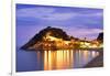 Spain, Catalonia, Costa Brava, Tossa De Mar, Overview of Bay and Castle at Dusk (Mr)-Shaun Egan-Framed Photographic Print