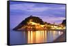 Spain, Catalonia, Costa Brava, Tossa De Mar, Overview of Bay and Castle at Dusk (Mr)-Shaun Egan-Framed Stretched Canvas