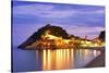 Spain, Catalonia, Costa Brava, Tossa De Mar, Overview of Bay and Castle at Dusk (Mr)-Shaun Egan-Stretched Canvas