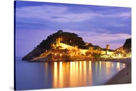 Spain, Catalonia, Costa Brava, Tossa De Mar, Overview of Bay and Castle at Dusk (Mr)-Shaun Egan-Stretched Canvas