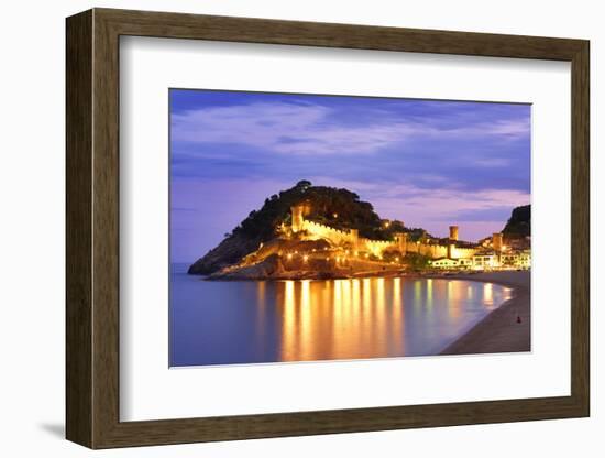 Spain, Catalonia, Costa Brava, Tossa De Mar, Overview of Bay and Castle at Dusk (Mr)-Shaun Egan-Framed Photographic Print