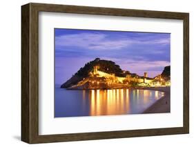 Spain, Catalonia, Costa Brava, Tossa De Mar, Overview of Bay and Castle at Dusk (Mr)-Shaun Egan-Framed Photographic Print