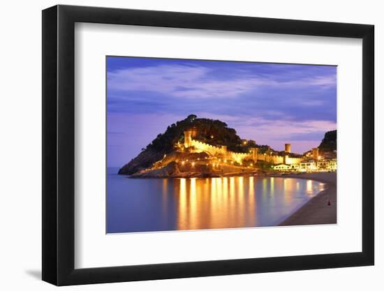 Spain, Catalonia, Costa Brava, Tossa De Mar, Overview of Bay and Castle at Dusk (Mr)-Shaun Egan-Framed Photographic Print