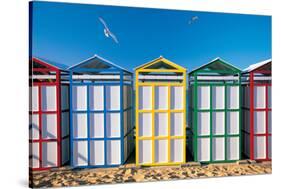 Spain, Costa Brava, Beach Huts-Peter Adams-Stretched Canvas