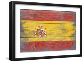 Spain Country Flag - Barnwood Painting-Lantern Press-Framed Art Print