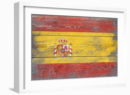 Spain Country Flag - Barnwood Painting-Lantern Press-Framed Art Print