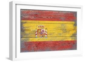 Spain Country Flag - Barnwood Painting-Lantern Press-Framed Art Print