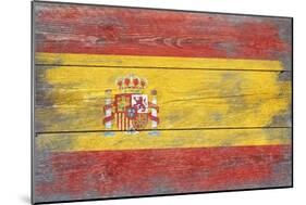 Spain Country Flag - Barnwood Painting-Lantern Press-Mounted Art Print