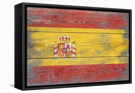 Spain Country Flag - Barnwood Painting-Lantern Press-Framed Stretched Canvas