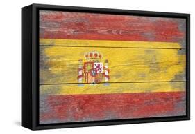 Spain Country Flag - Barnwood Painting-Lantern Press-Framed Stretched Canvas