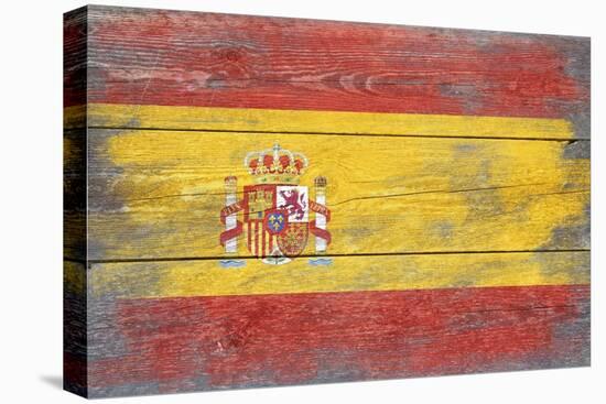 Spain Country Flag - Barnwood Painting-Lantern Press-Stretched Canvas