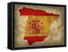 Spain Country Flag Map-Red Atlas Designs-Framed Stretched Canvas