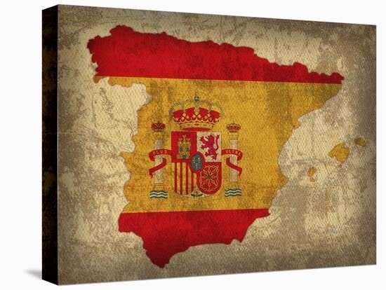 Spain Country Flag Map-Red Atlas Designs-Stretched Canvas
